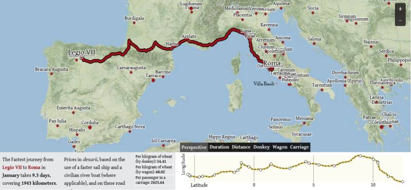 mapa del viaje de Marebodus a Roma