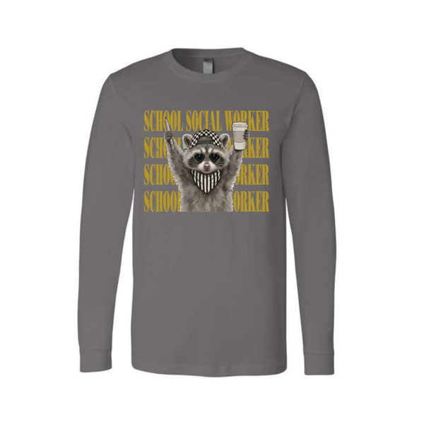 Bella Canvas Long Sleeve- Raccoon School Social Worker
