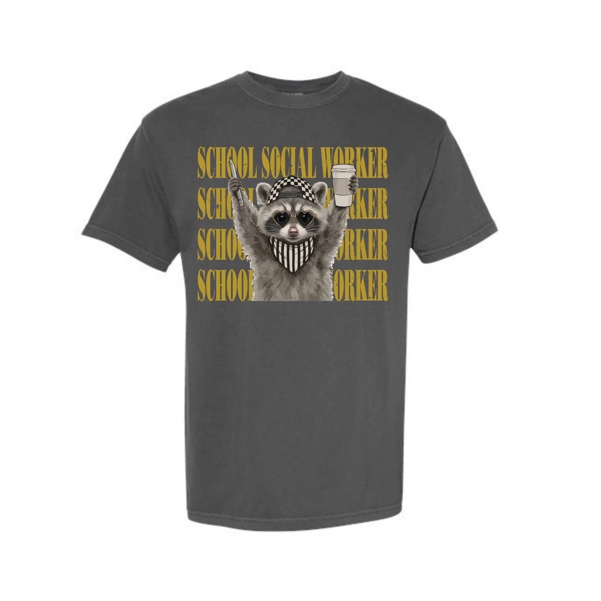 Comfort Colors T-Shirt- Raccoon School Social Worker