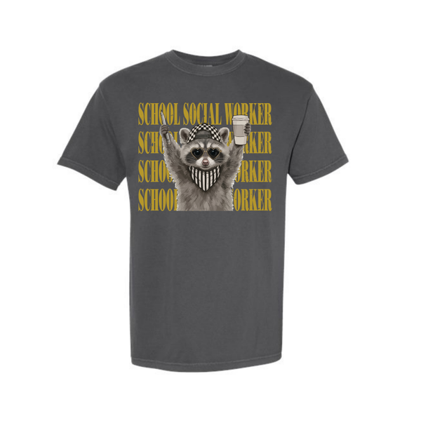 Comfort Colors T-Shirt- Raccoon School Social Worker