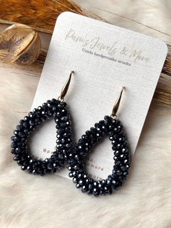 Oorbel Facet antraciet/zwart