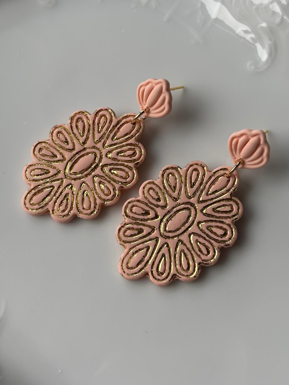 Oorbel Bohemian zalm