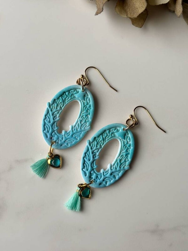 Turquoise Kwast Oorhangers