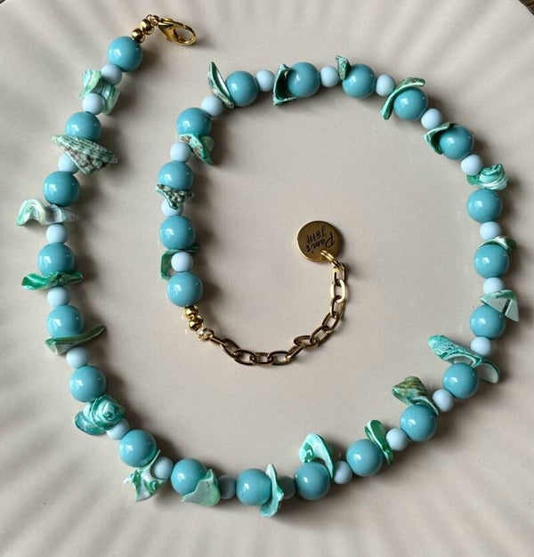 Turquoise Schelpenketting | Zomerse kralenketting met Natuurlijke Schelpen