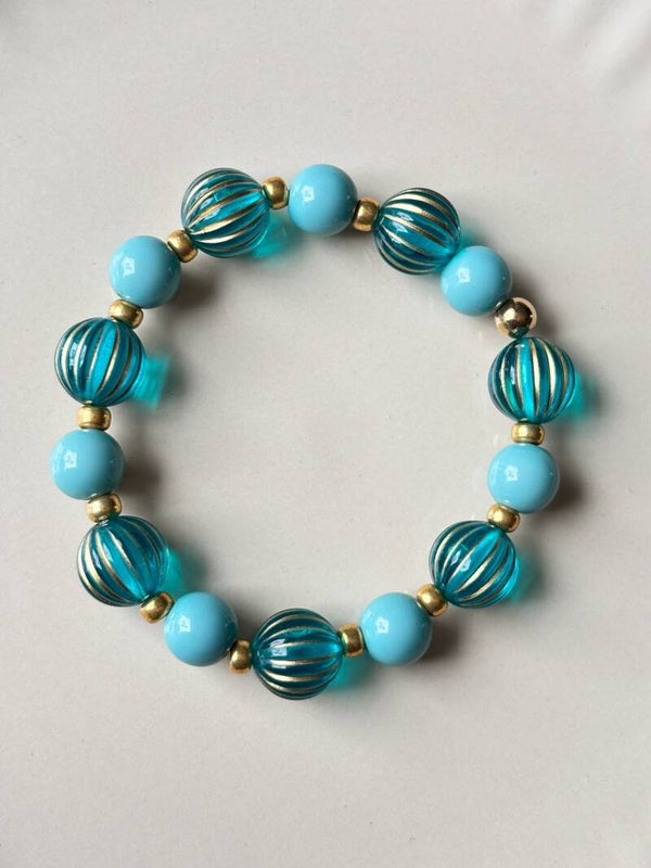 Aqua Goud Kralen Armband