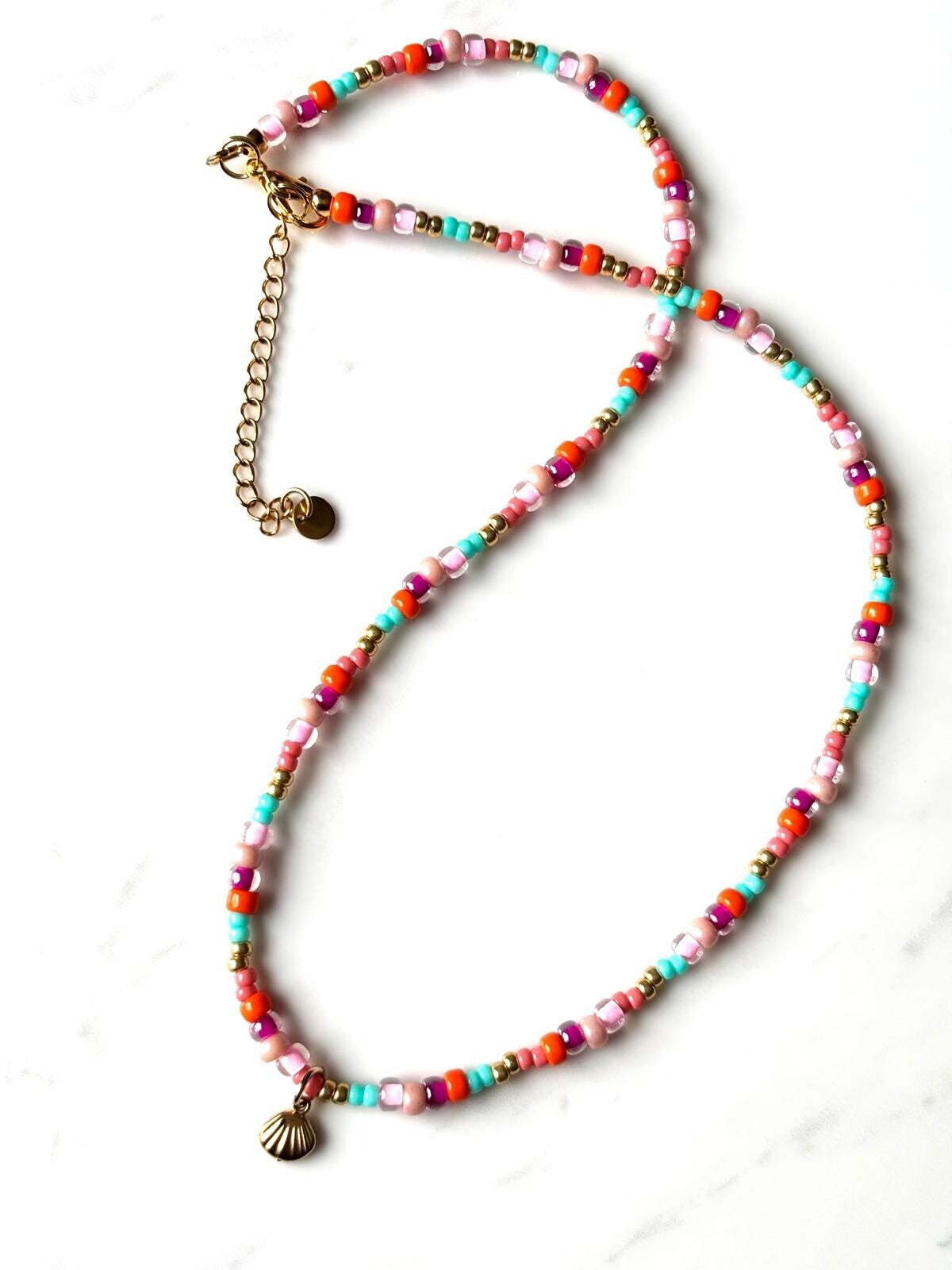 Kralen Ketting Schelp Multicolor - Handgemaakte Zomerketting met Bedel