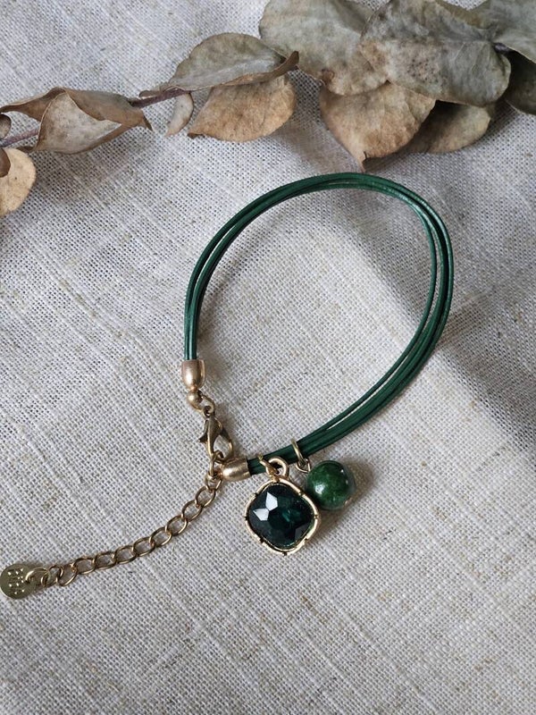 Biba leer armband steen