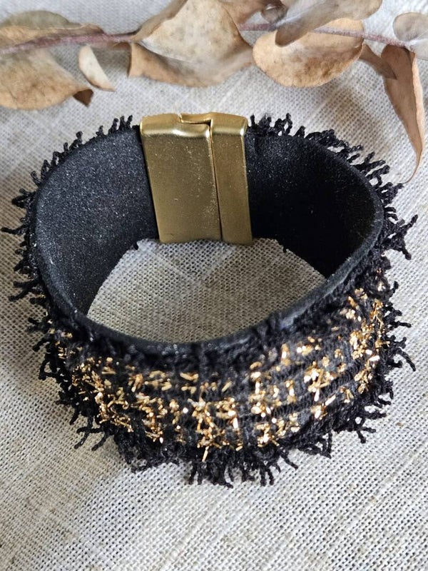 Biba Armband stof zwart/goud
