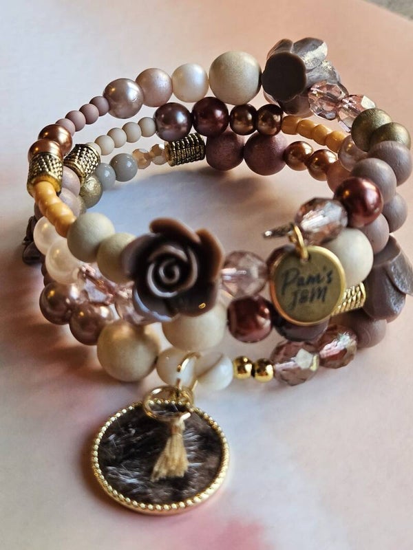 Wikkel Memorywire Armband Bruin-Beige