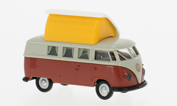 Brekina VW T1b Camper 1960 – Grijs/Rood – 1:87 – 31635