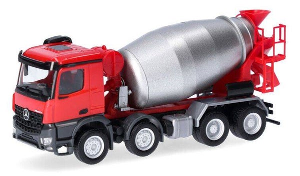 Mercedes Benz Arocs M Betonmixer 4a, rood/grijs 1:87 (HO) Herpa 319133