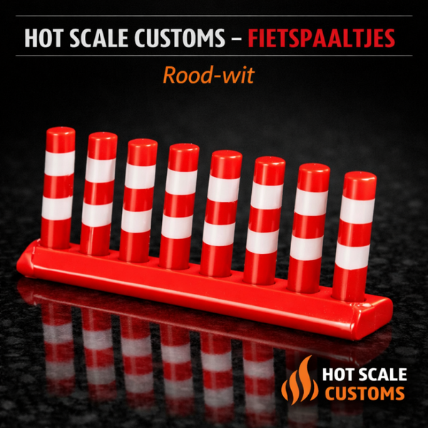 Hot Scale Customs Fietspaaltjes Rood/Wit – 1:87 HO – Dio8118