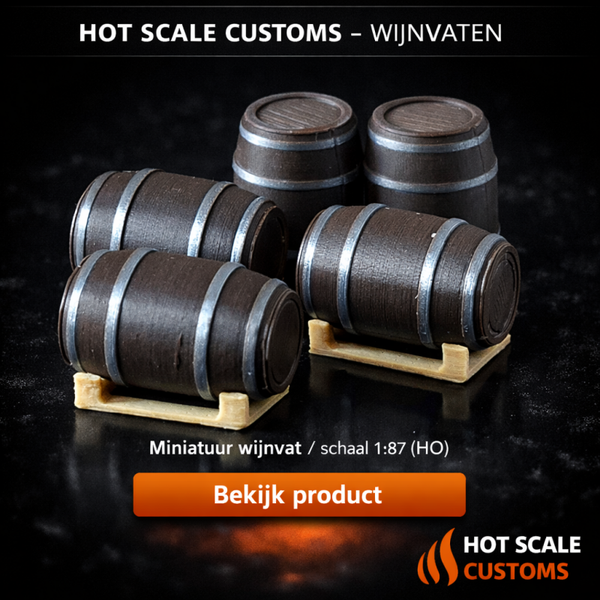 Hot Scale Customs Vat Donkerbruin Zilver – 1:87 HO – Dio8120A