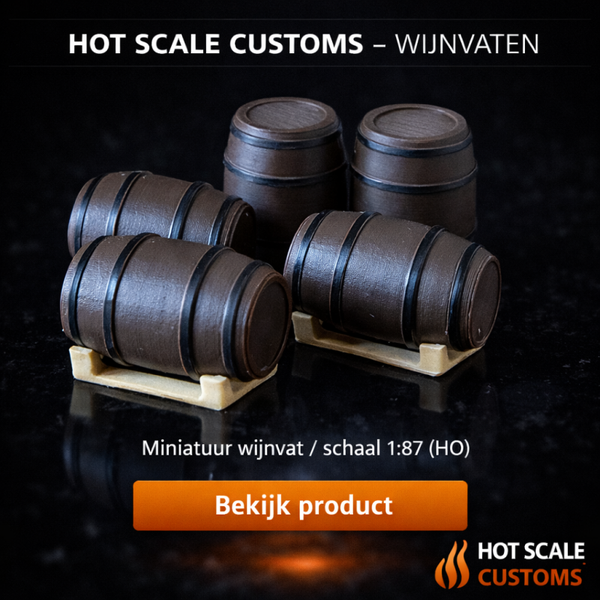 Hot Scale Customs Vat Donkerbruin Zwarte Rand – 1:87 HO – Dio8120B