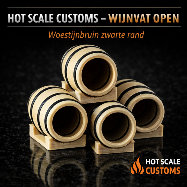 Hot Scale Customs Wijnvat Open Woestijnbruin Zwarte Rand – 1:87 HO – Dio8122A
