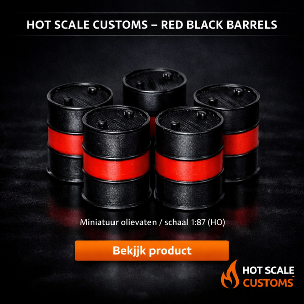 Hot Scale Customs Red‑Black Barrels – 1:87 (HO) – Dio8400I