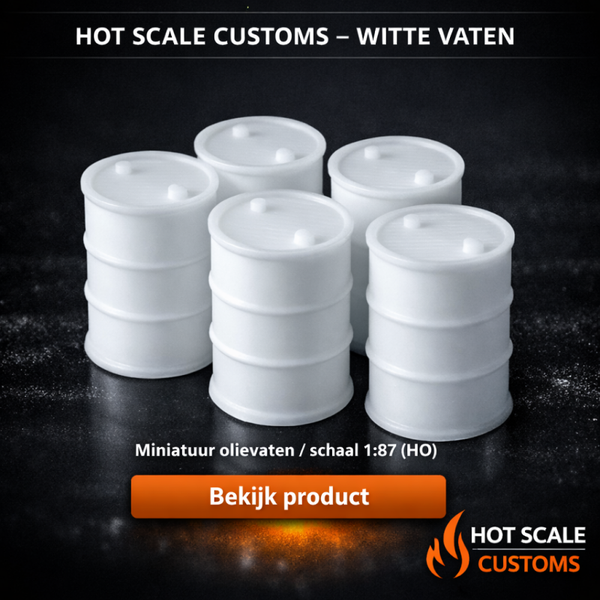 Hot Scale Customs Witte Vaten – 1:87 HO – Dio8401A – Diorama Accessoires