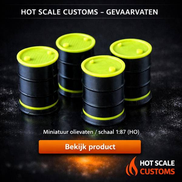 Hot Scale Customs Olievat Zwart/Lime – 1:87 HO – Dio8401E