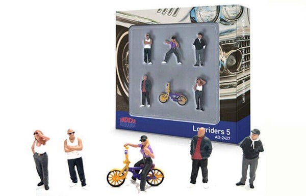 Mini GT Figuren Set Lowriders 5 – 5 Figuren + 1 Fiets – 1:64 – MGTAD2427