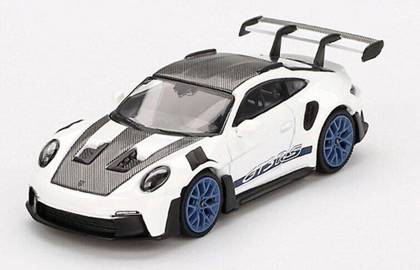 Mini GT Porsche 911 (992) GT3 RS Weissach ’24 Wit/Blauw – 1:64 – MGT00853