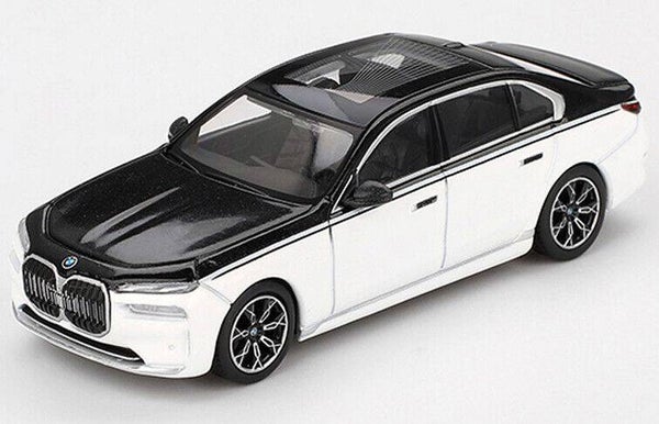 MiniGT 1:64 BMW i7 xDrive60 2024 Alpine White/Sapphire Black – MGT00959