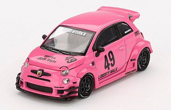 MiniGT 1:64 Fiat 500/595 Abarth LB‑Works x Abas Works Pink #49 2024 – MGT00851