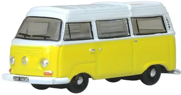 Oxford Diecast VW T2 Bay Window Camper Saturn Yellow/White – 1:148 – NVW016