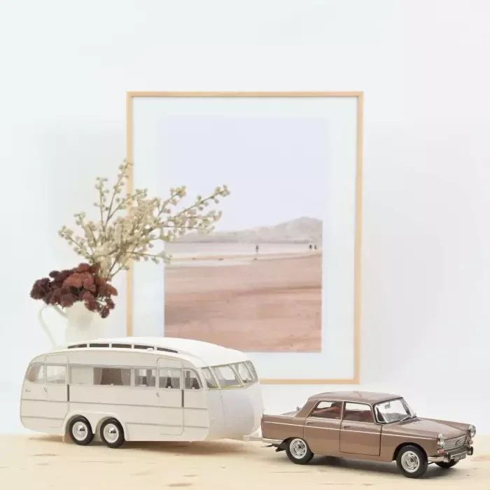 Peugeot 404 1965 Brown Metallic met Caravan Hénon 1:18 – Norev – 184837