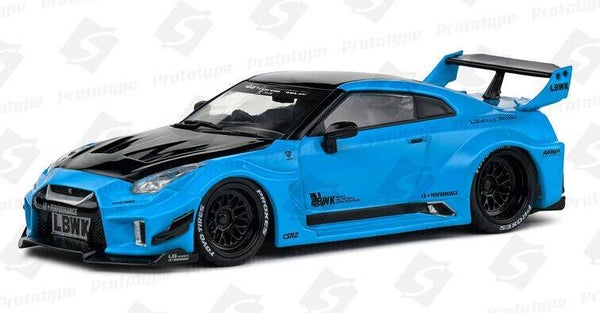 Nissan GT‑R R35 Liberty Walk Silhouette 2019 Blauw – Solido 1:43