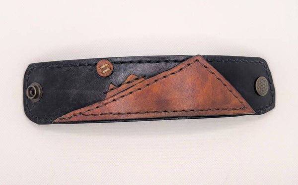 Bransoletka skórzana – góry i słońce, handmade