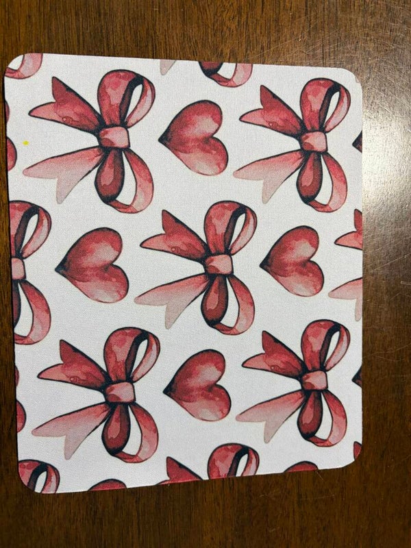 mouse pad bows and hearts pink
