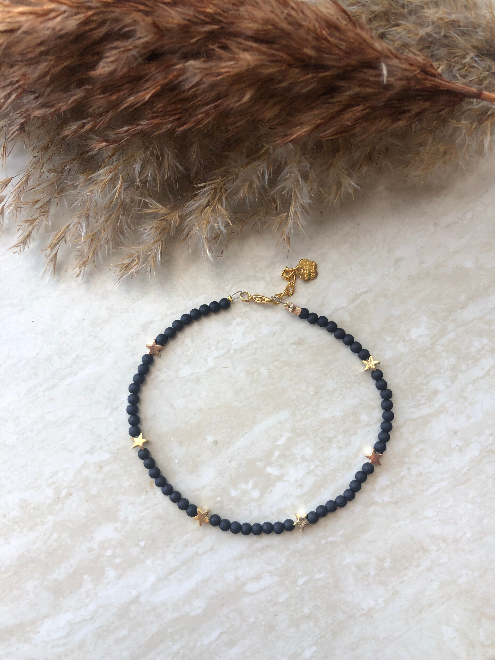 Enkelbandje stars gold | black