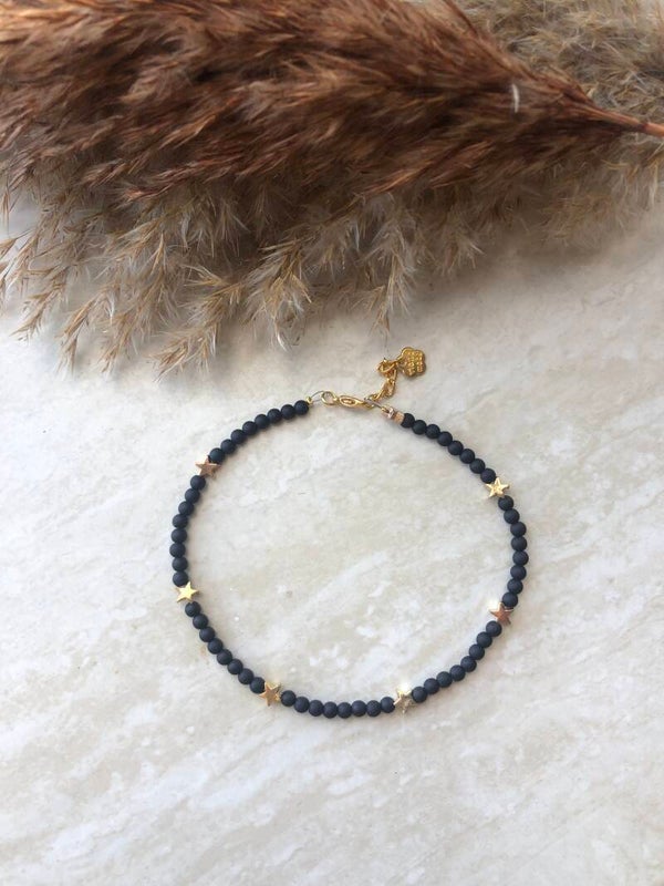 Enkelbandje stars gold | black