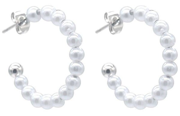 Oorringen parels zilver