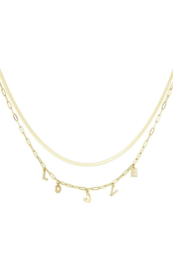 Bedelketting love letter goud