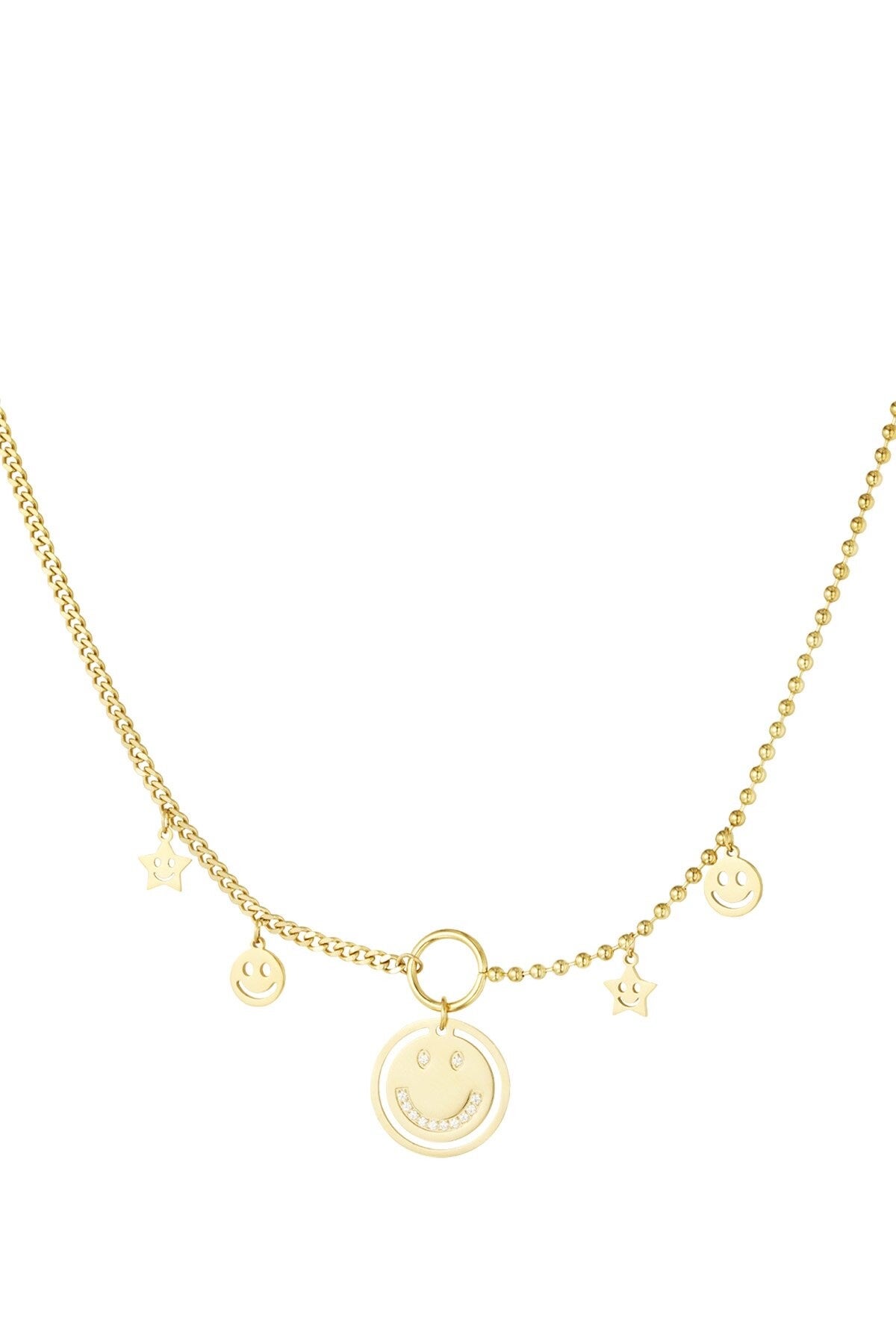 Ketting smiley goud
