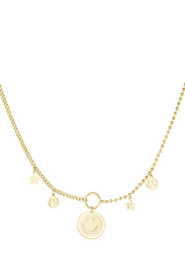Ketting smiley goud