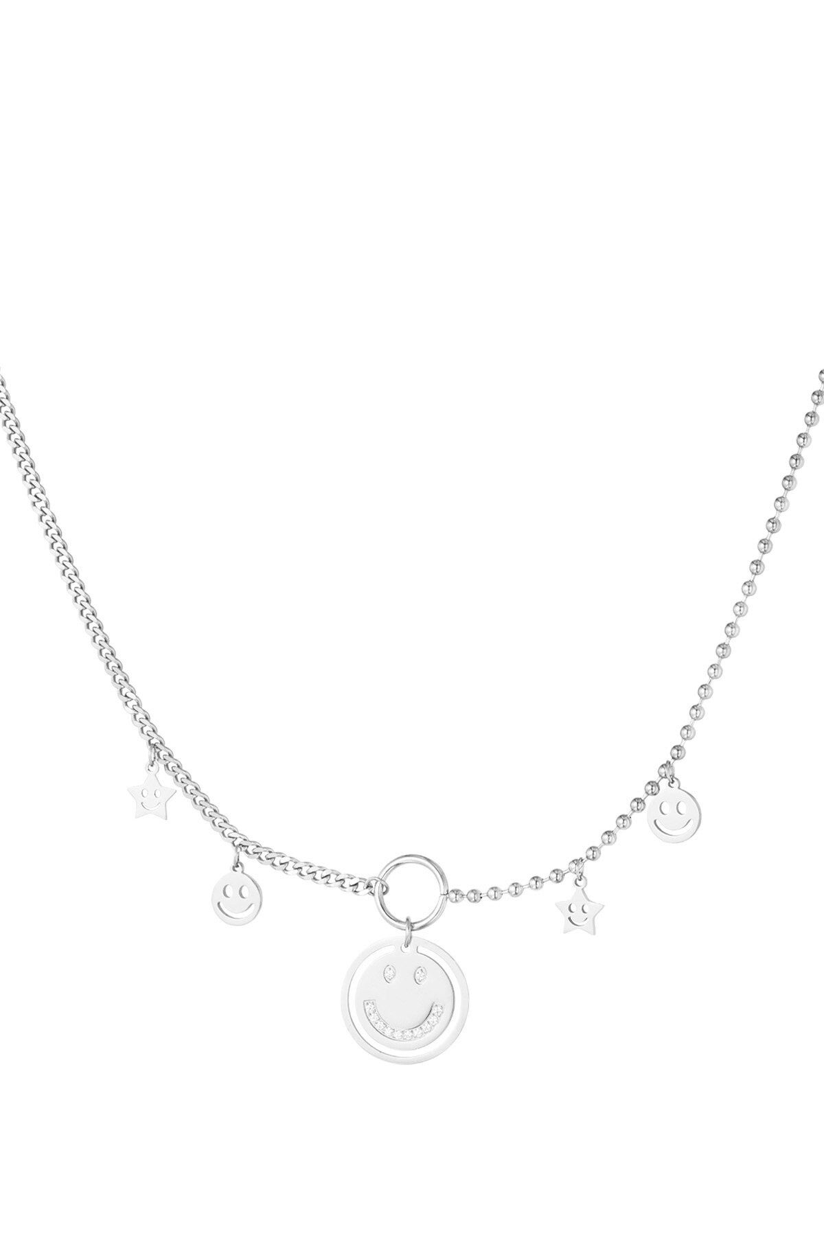 Ketting smiley zilver