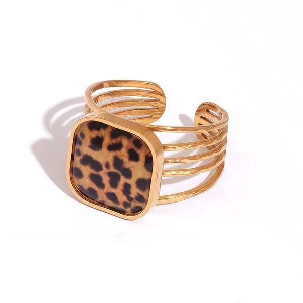 Ring luipaard vierkant goud