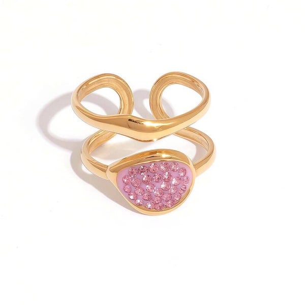 Ring glitter goud | roze