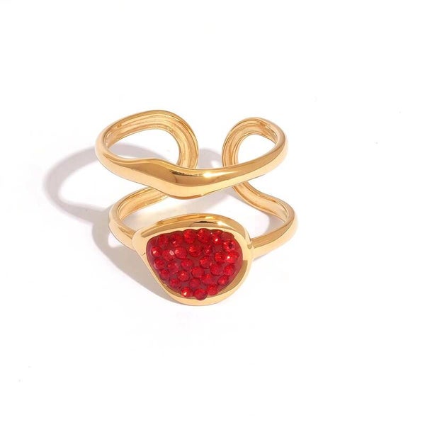 Ring glitter goud | rood