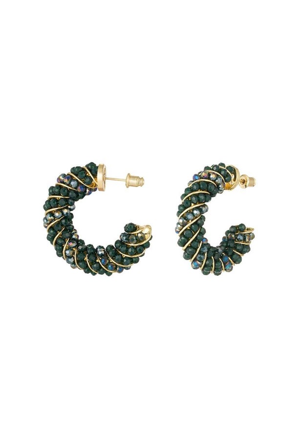 Oorbellen twisted goud | groen