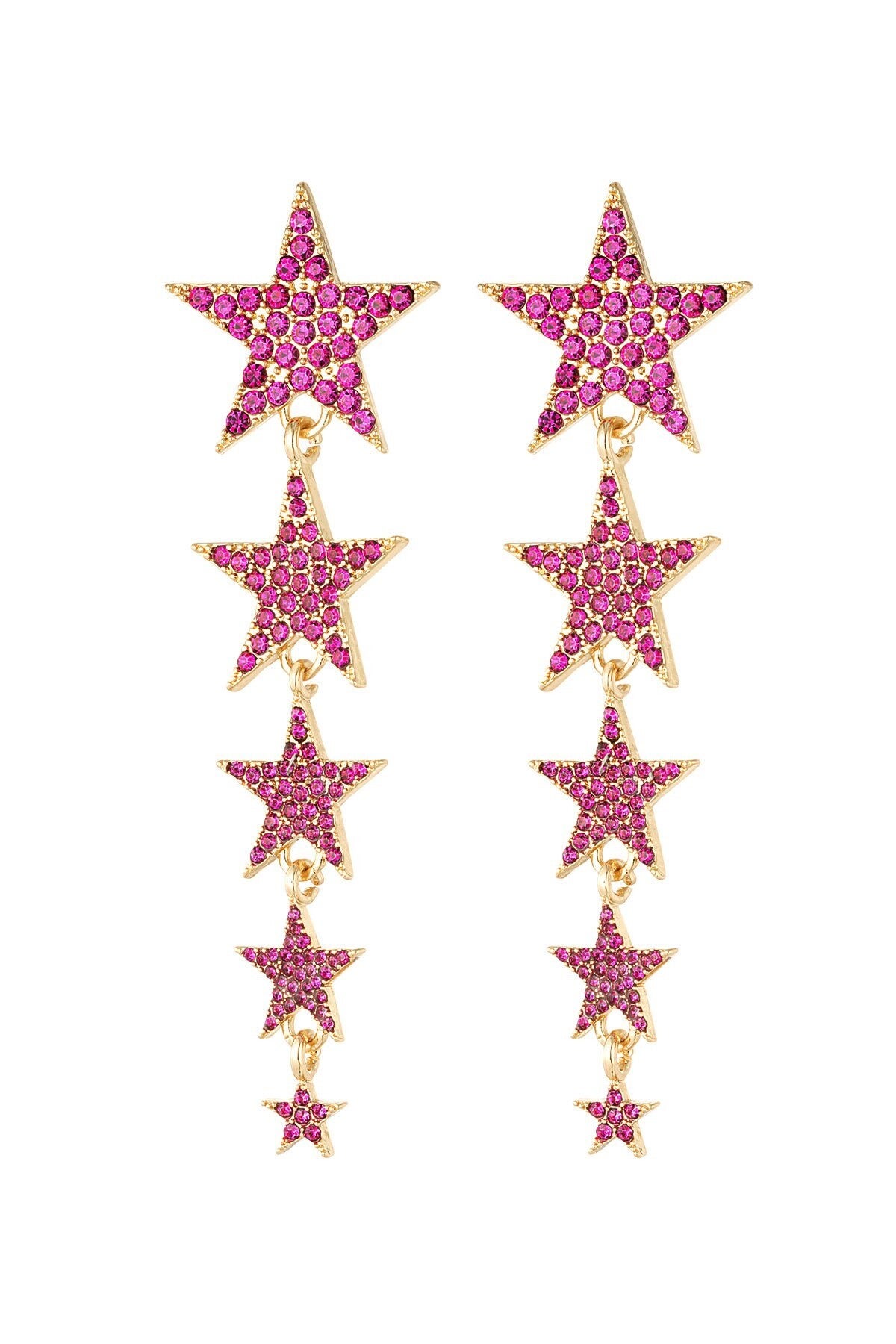 Oorbellen shooting stars goud | roze
