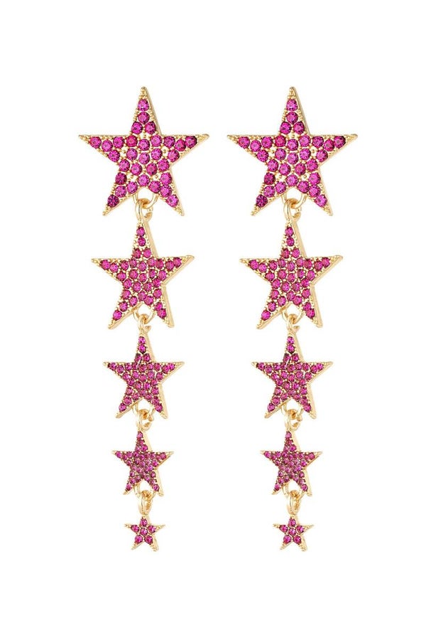 Oorbellen shooting stars goud | roze