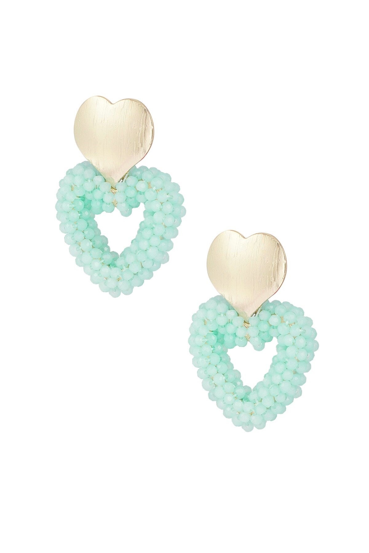 Oorbellen sweetheart goud | mintgroen