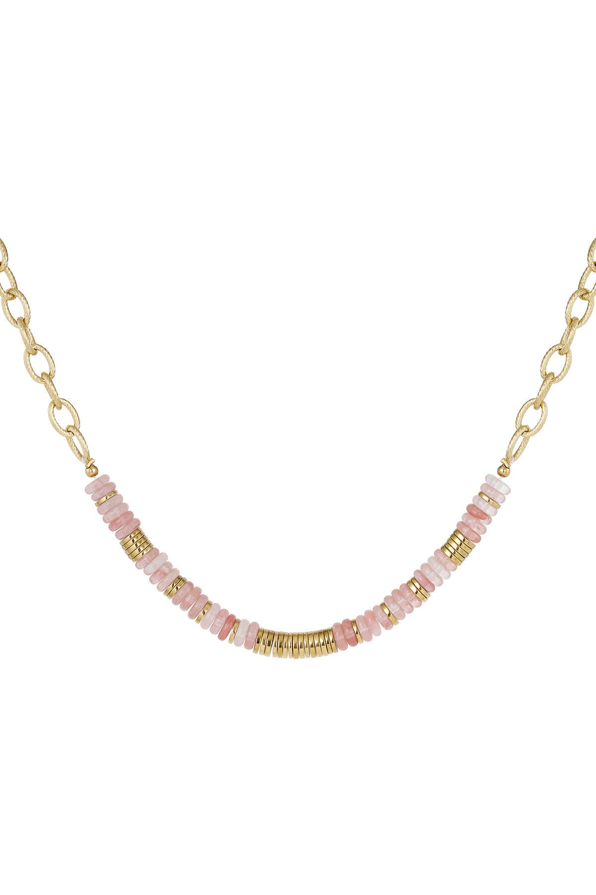 Schakelketting kralen goud | roze