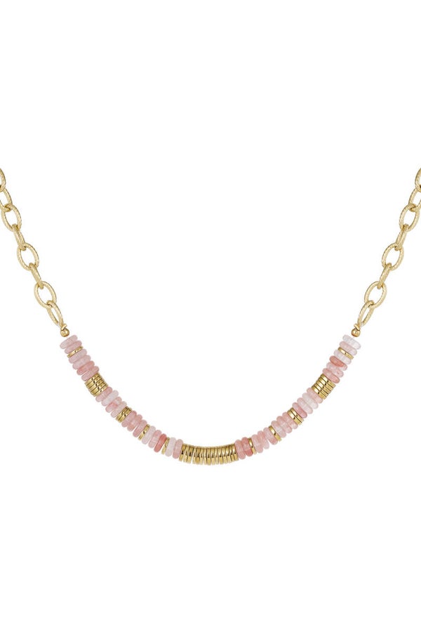 Schakelketting kralen goud | roze