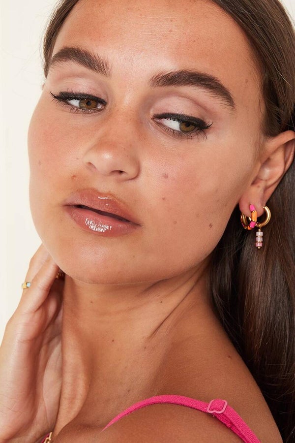 Oorbellen colour blocking roze | oranje