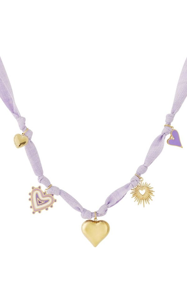 Ketting one love goud | paars