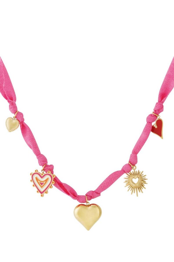 Ketting one love goud | roze